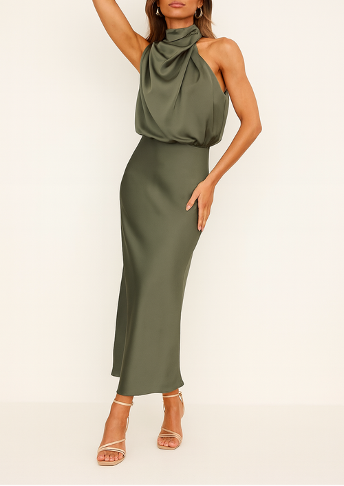 Elegant Benthe Satin Midi Dress