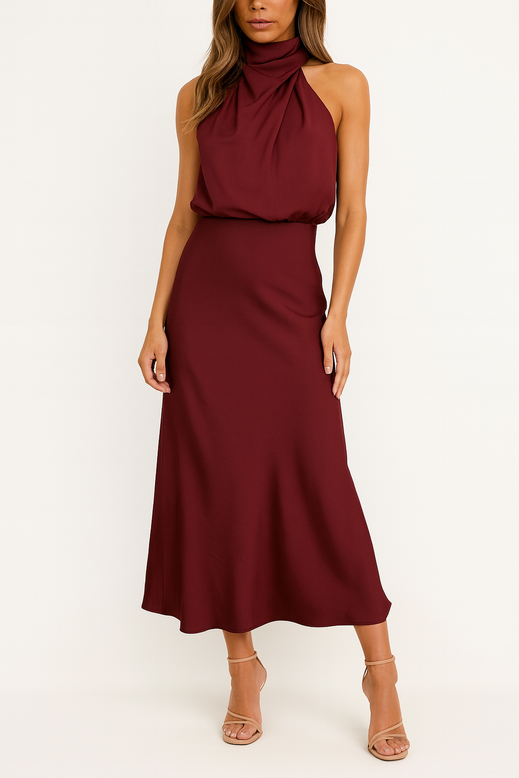 Elegant Benthe Satin Midi Dress