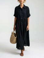 Lysandra | Soft Flowing Linen Shirt Dress