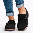 Women's Suede Buckle Strap Slip-On Loafers