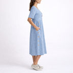 Women's Striped Button-Front Midi Dress