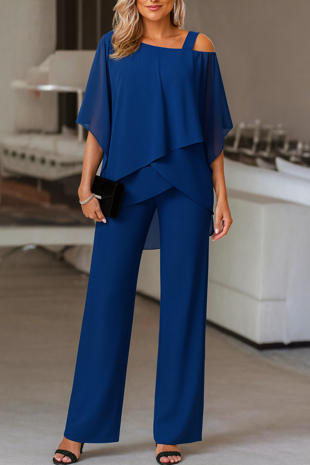 Women's Off-Shoulder Satin Two-Piece Set