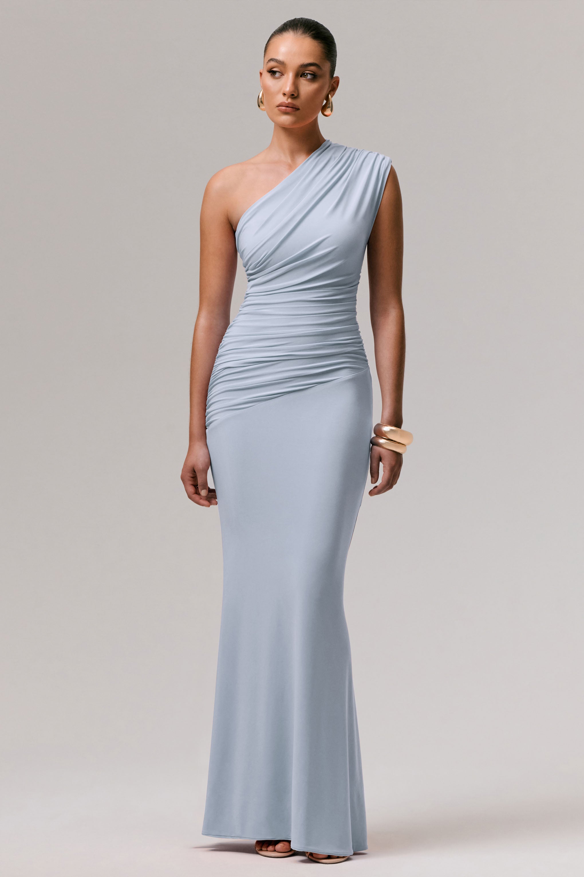 Mardi Asymmetric Maxi Dress – Stretch Jersey, Ruched