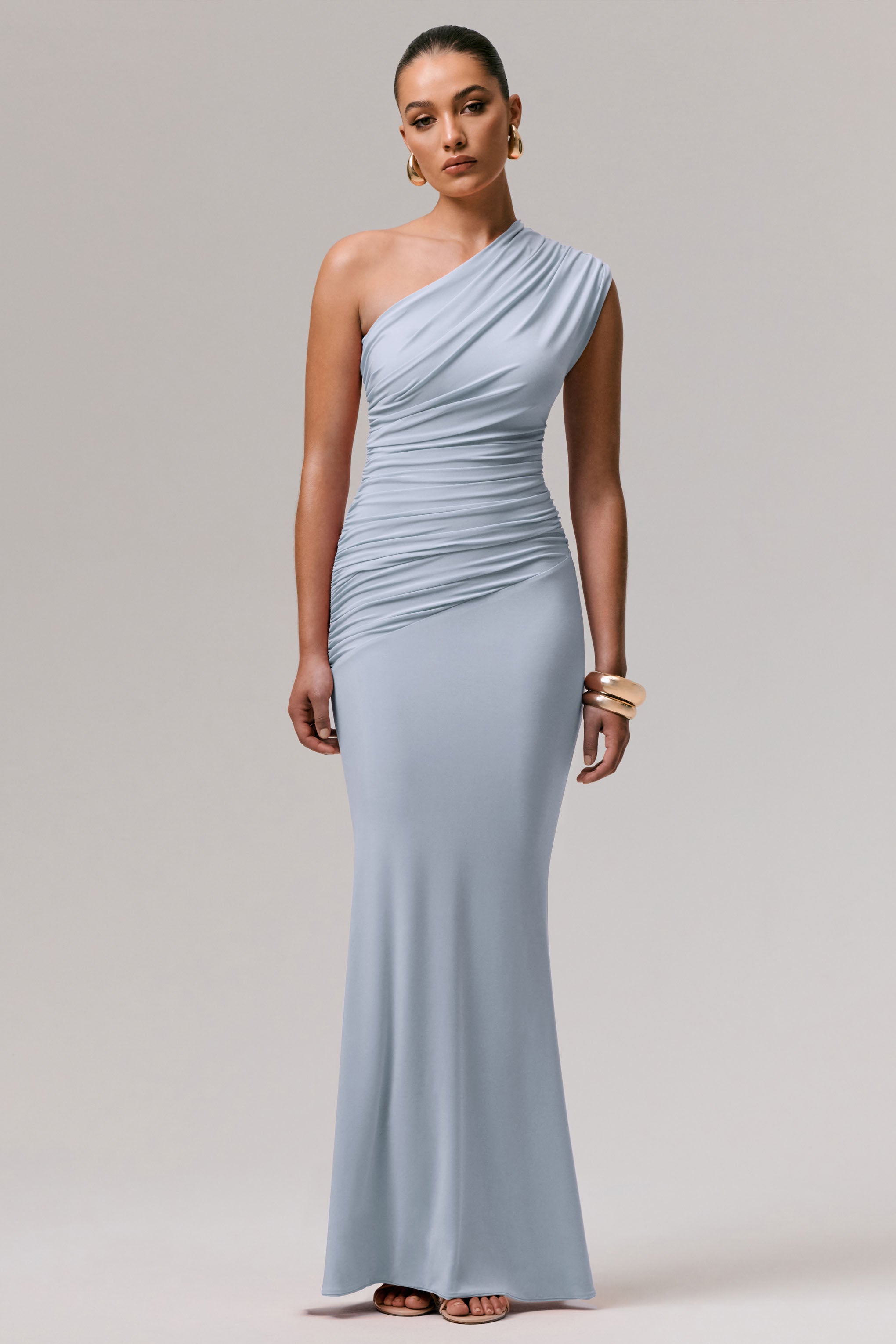 Mardi Asymmetric Maxi Dress – Stretch Jersey, Ruched