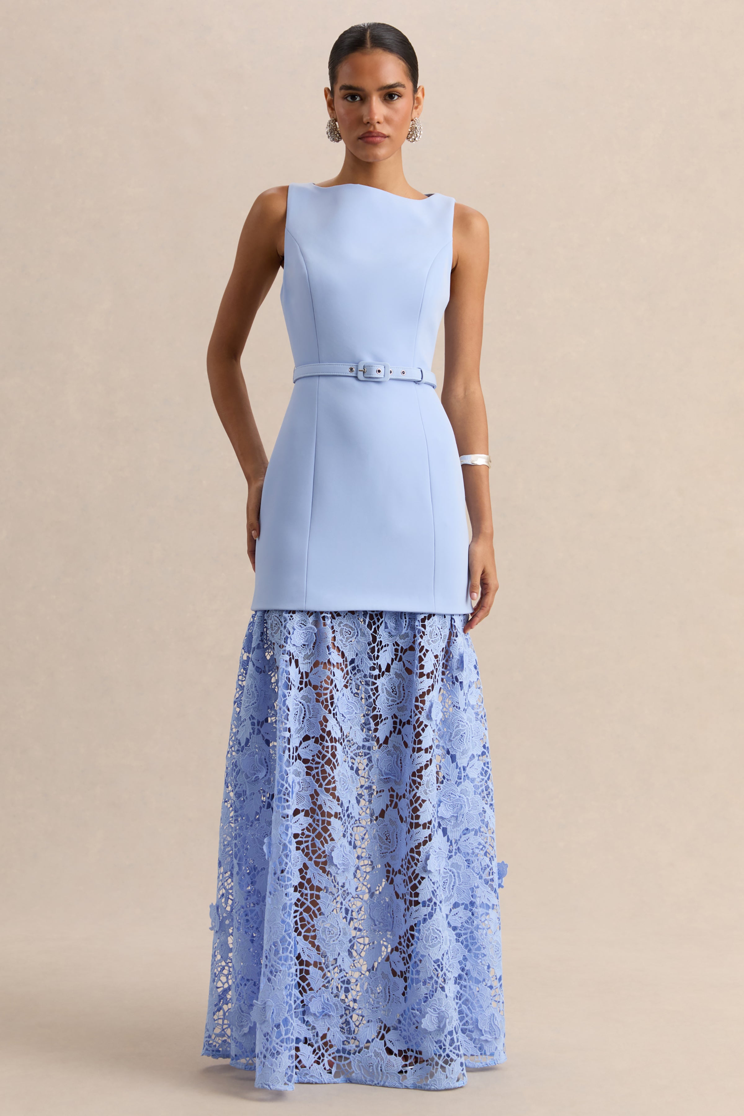 Verena Boat-Neck Lace Maxi Dress