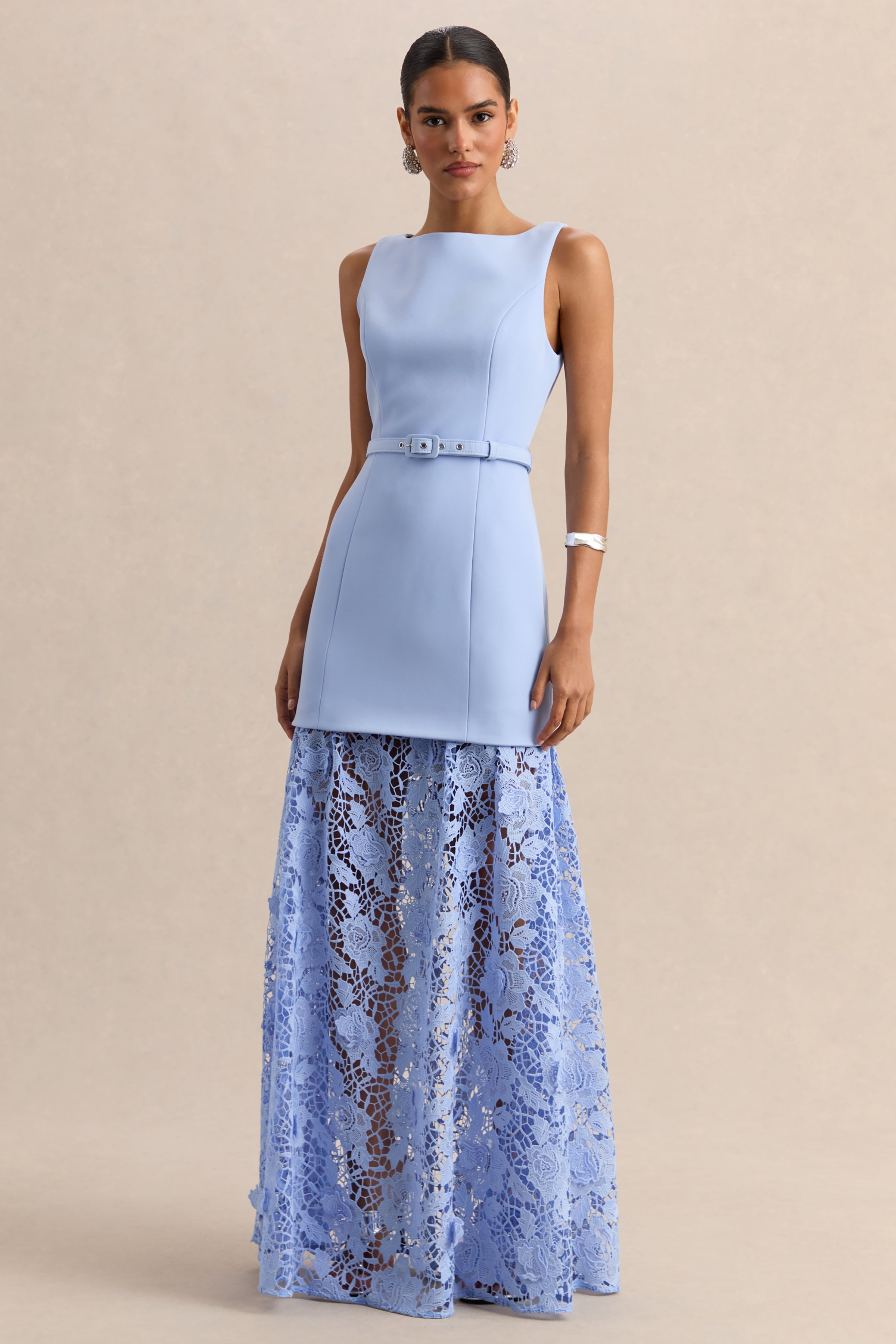 Verena Boat-Neck Lace Maxi Dress