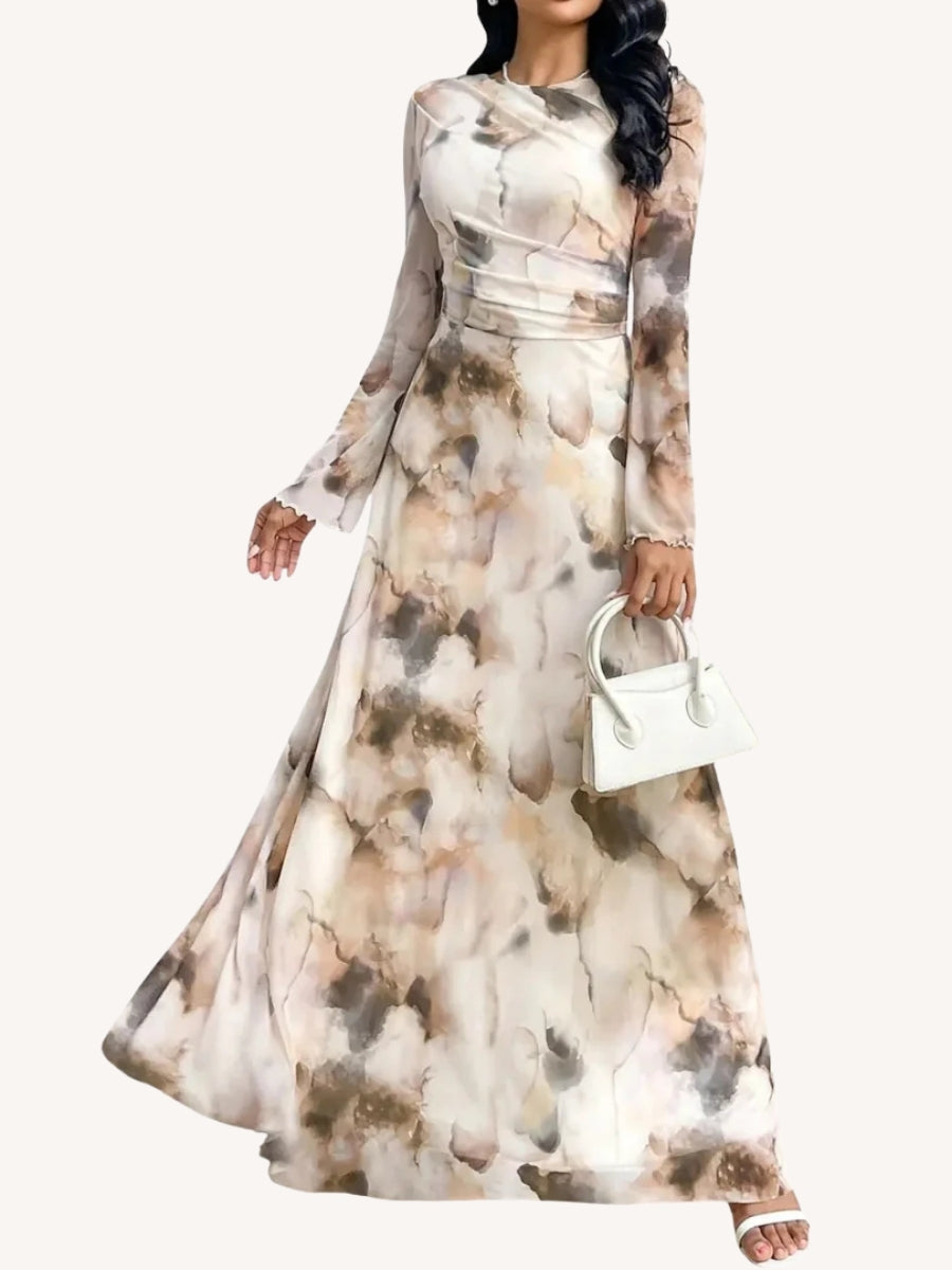 CELESTE™ – Tie-Dye Mesh Print Elegance Maxi Dress