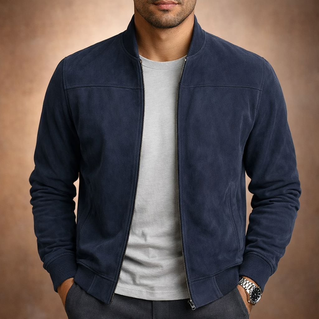 Men's Lightweight Suede Bomber Jacket