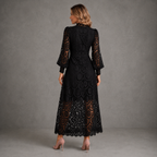 Isla | Elegant Mock Neck Lace Midi Dress