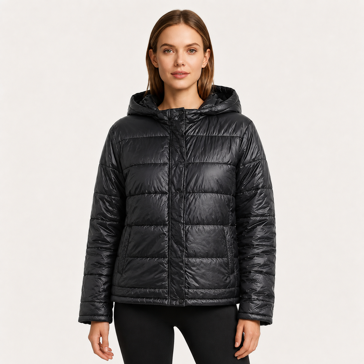 Women's Oversized Hooded Puffer Jacket – Zip Front
