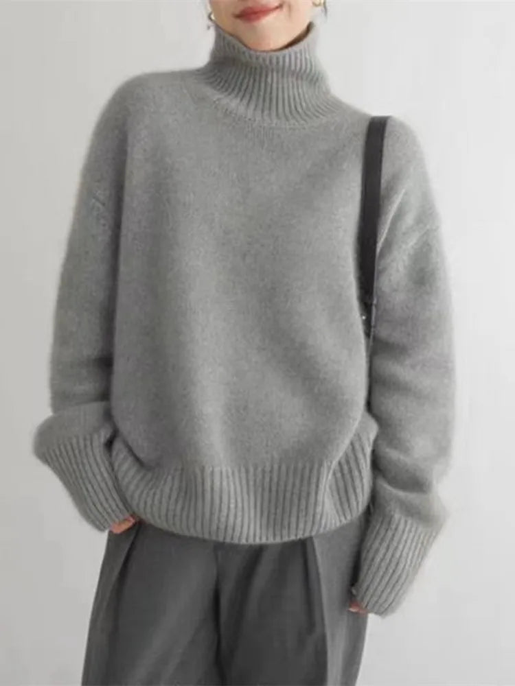 Poppy Women's High Collar Knitted Jumper