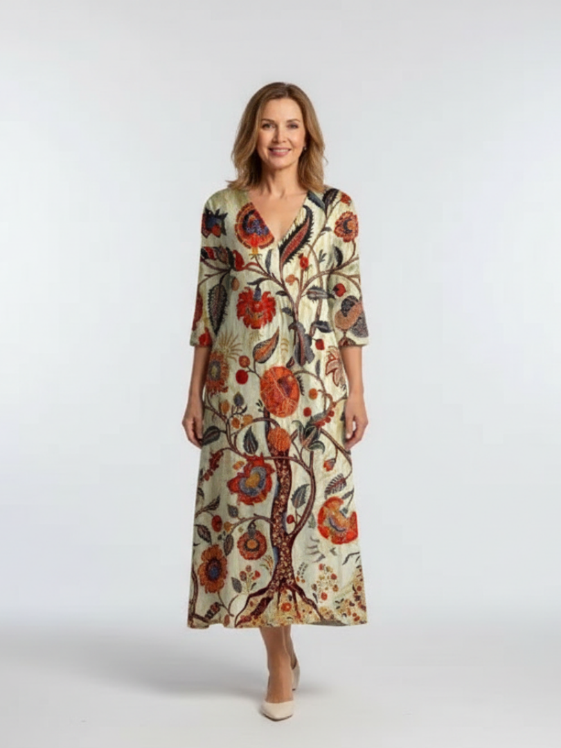 Daphne | Floral Three Quarter Sleeve Dress