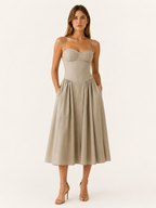 Mila Corset Sweetheart Midi Dress