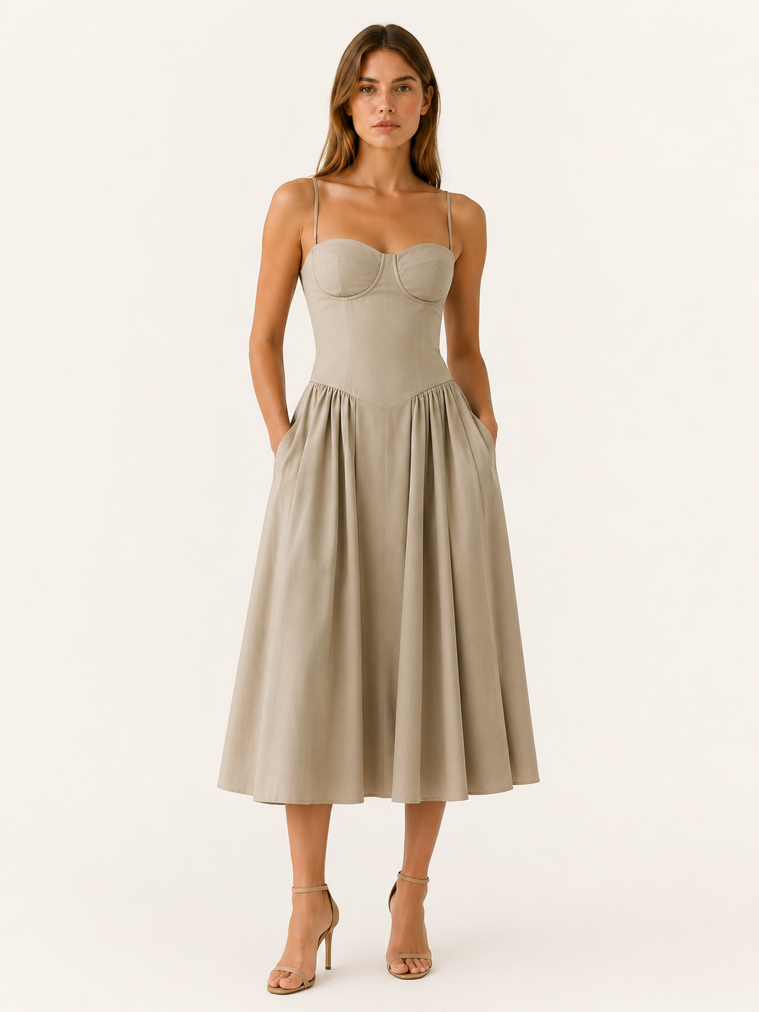 Mila Corset Sweetheart Midi Dress