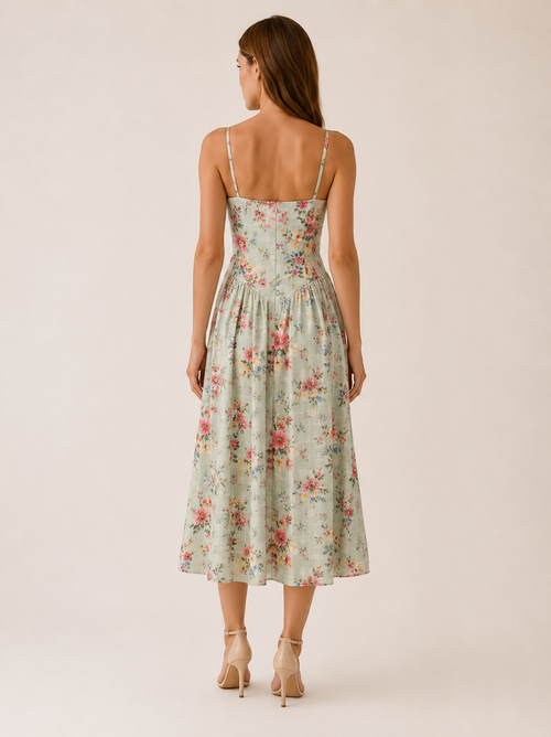 Mila Corset Sweetheart Midi Dress