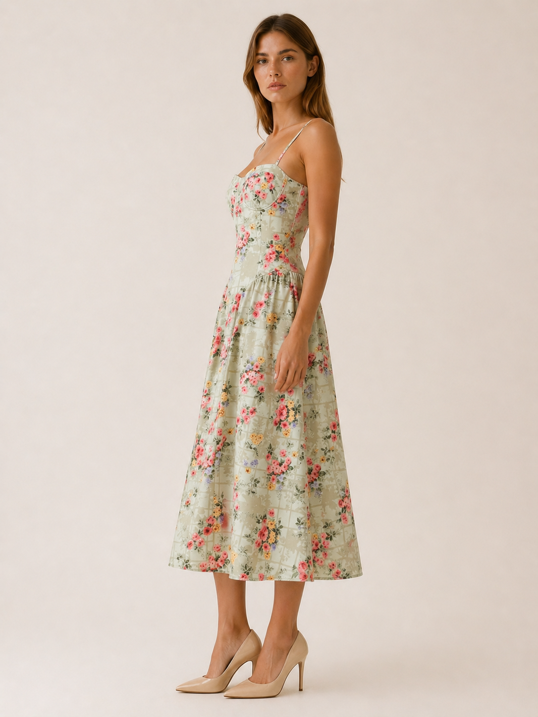 Mila Corset Sweetheart Midi Dress