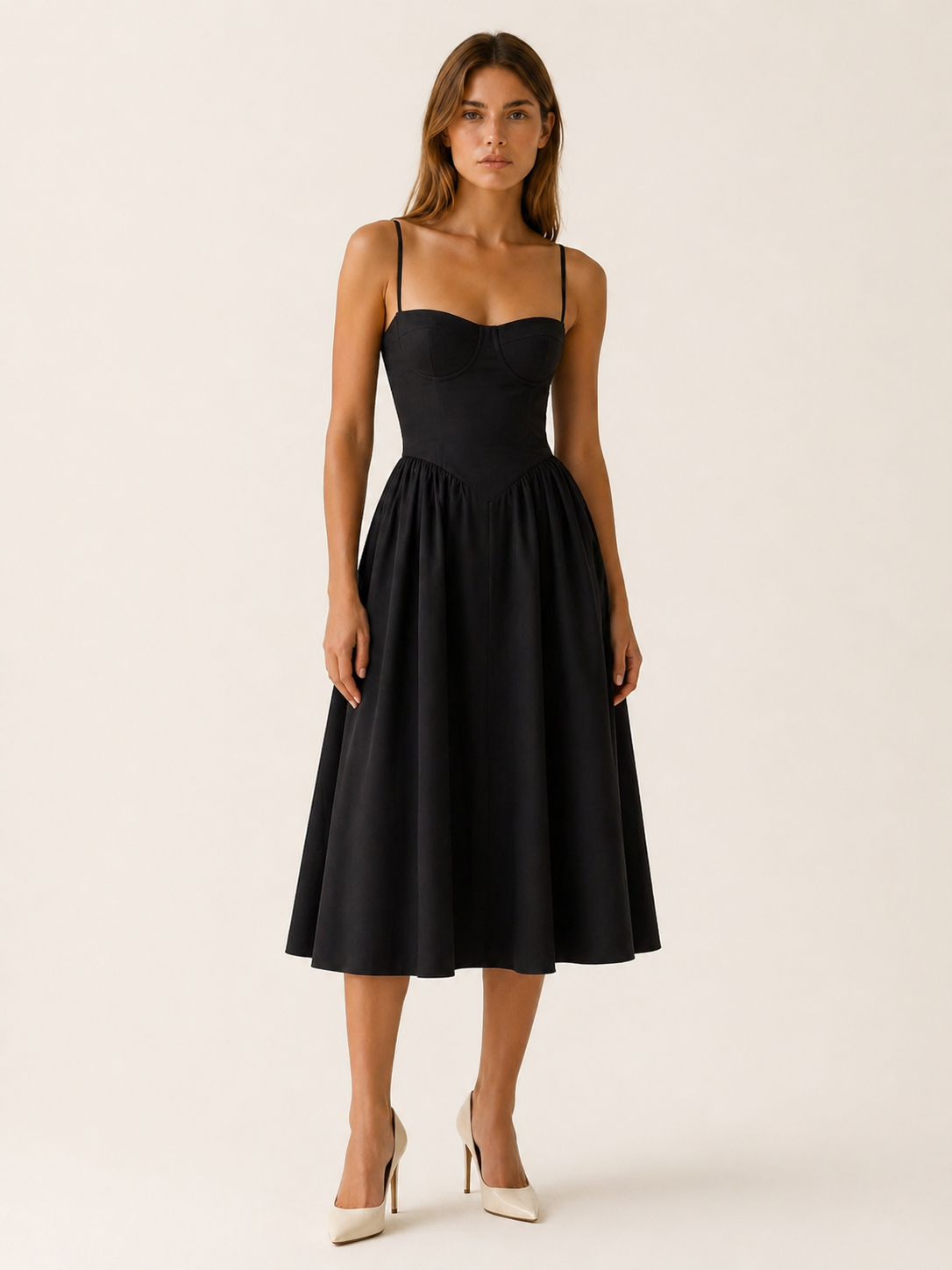 Mila Corset Sweetheart Midi Dress