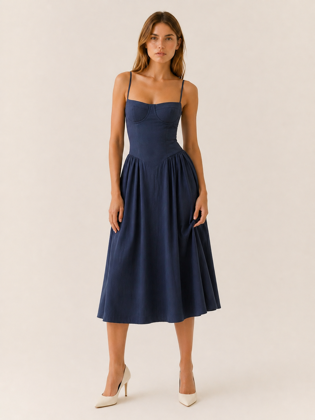 Mila Corset Sweetheart Midi Dress