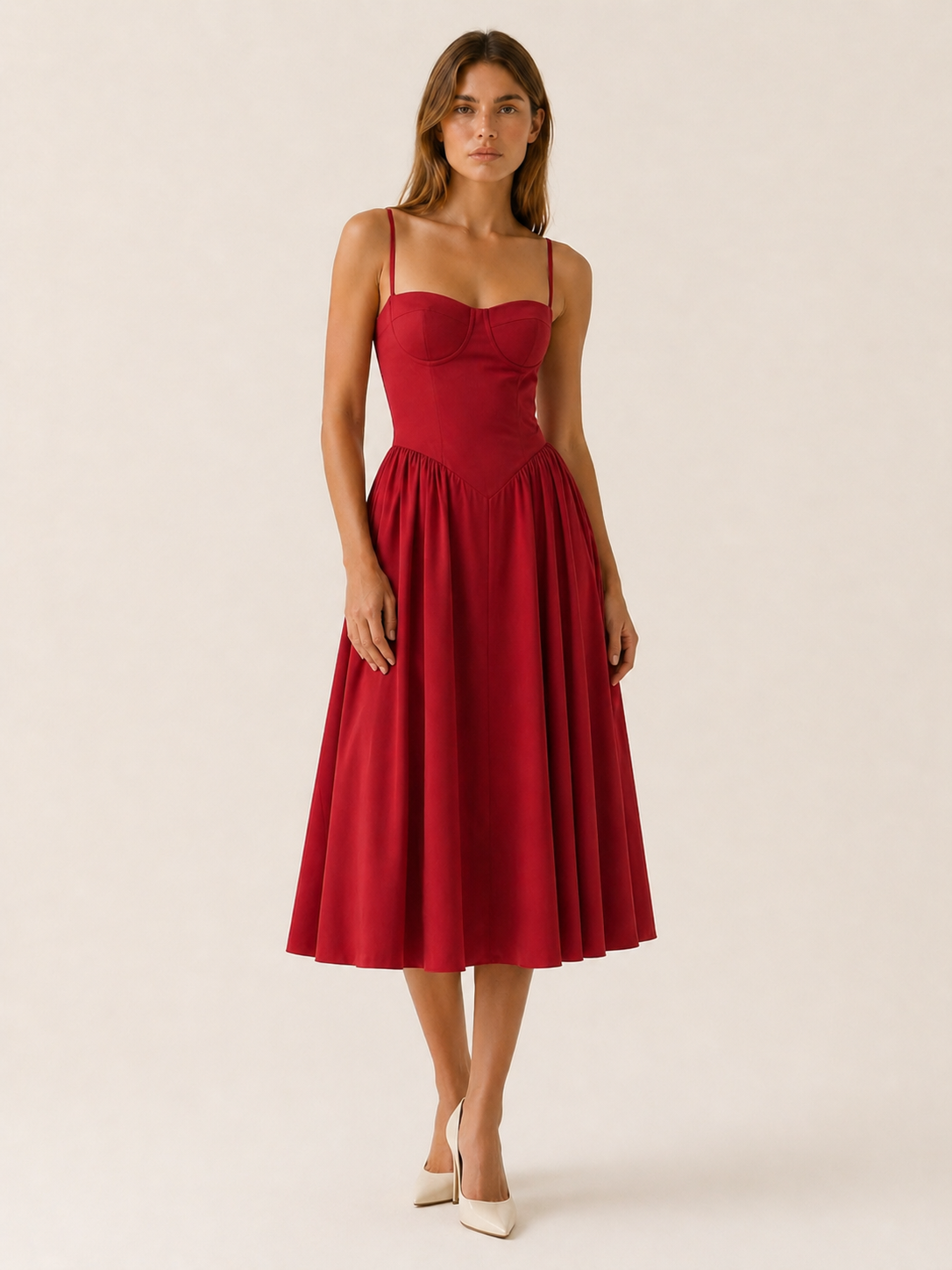 Mila Corset Sweetheart Midi Dress