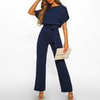 Olivia | Belted Short Sleeve Jumpsuit