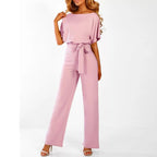 Olivia | Belted Short Sleeve Jumpsuit