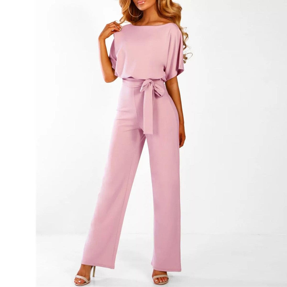 Olivia | Belted Short Sleeve Jumpsuit