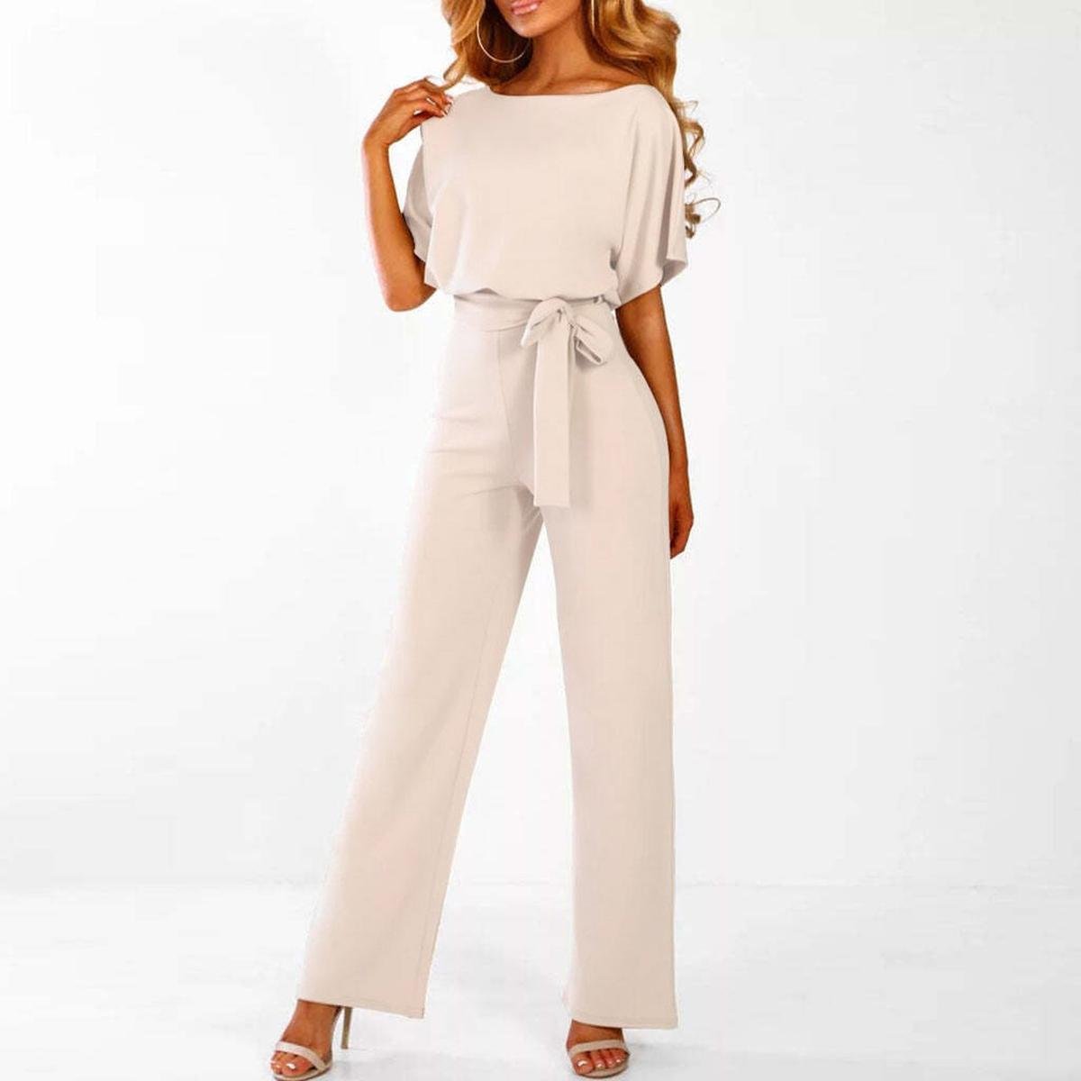 Olivia | Belted Short Sleeve Jumpsuit