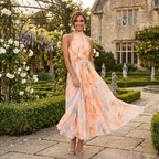 Esther | Halterneck Watercolour Print Dress