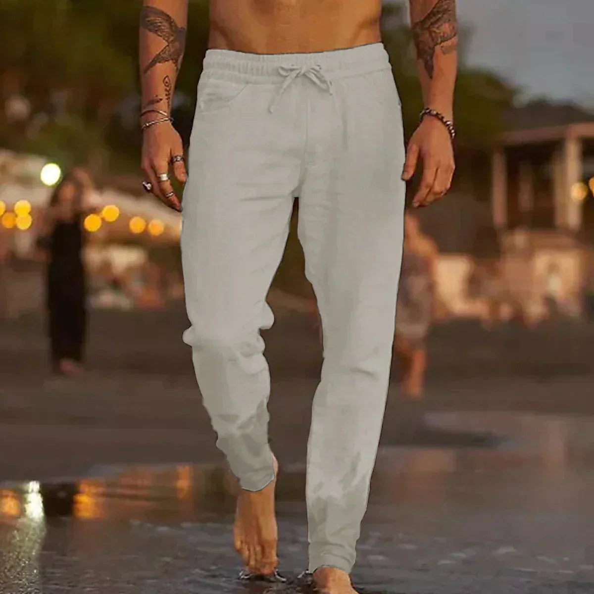 Men's Linen Straight Leg Trousers