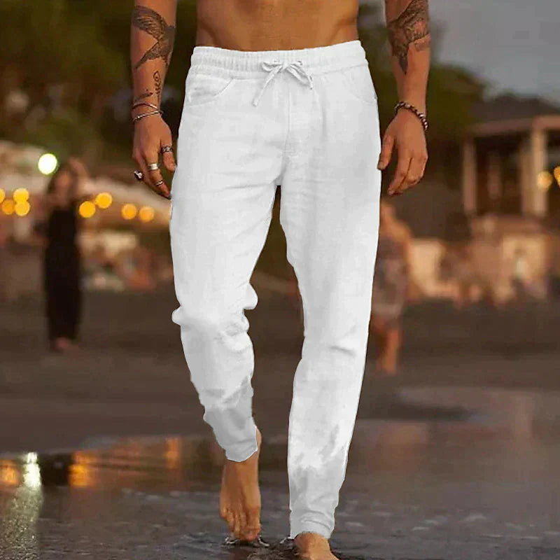 Men's Linen Straight Leg Trousers