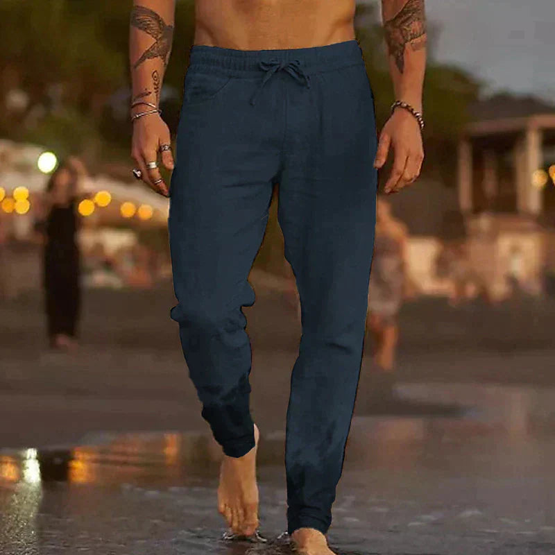 Men's Linen Straight Leg Trousers