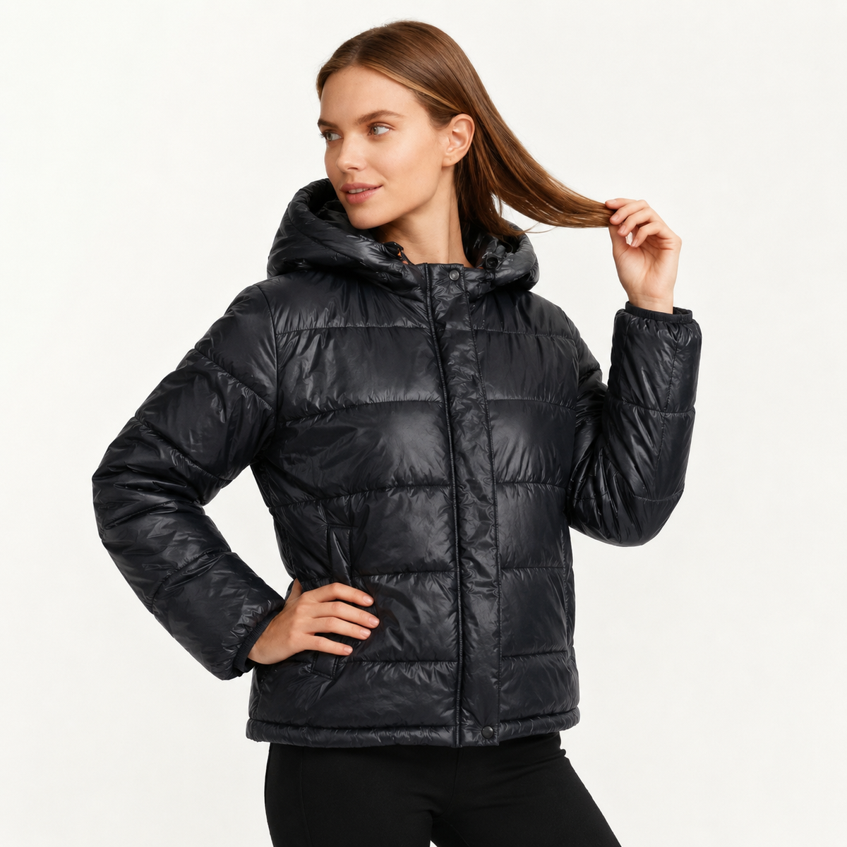 Women's Oversized Hooded Puffer Jacket – Zip Front