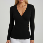Rosie | Chic Ribbed Wrap Side Button Jumper