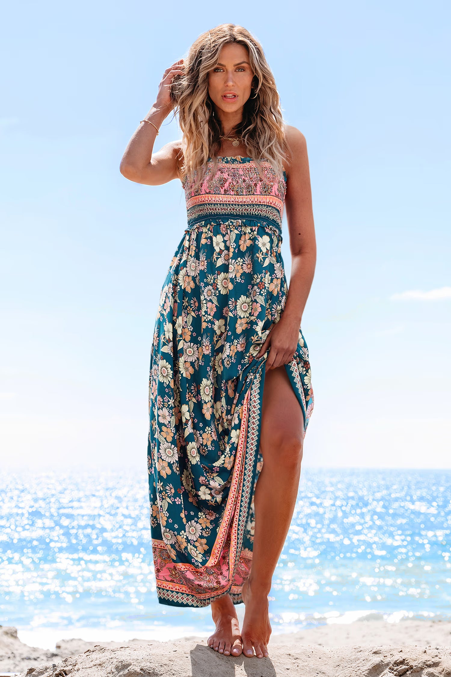 Women's Spaghetti Strap Floral Maxi Dress