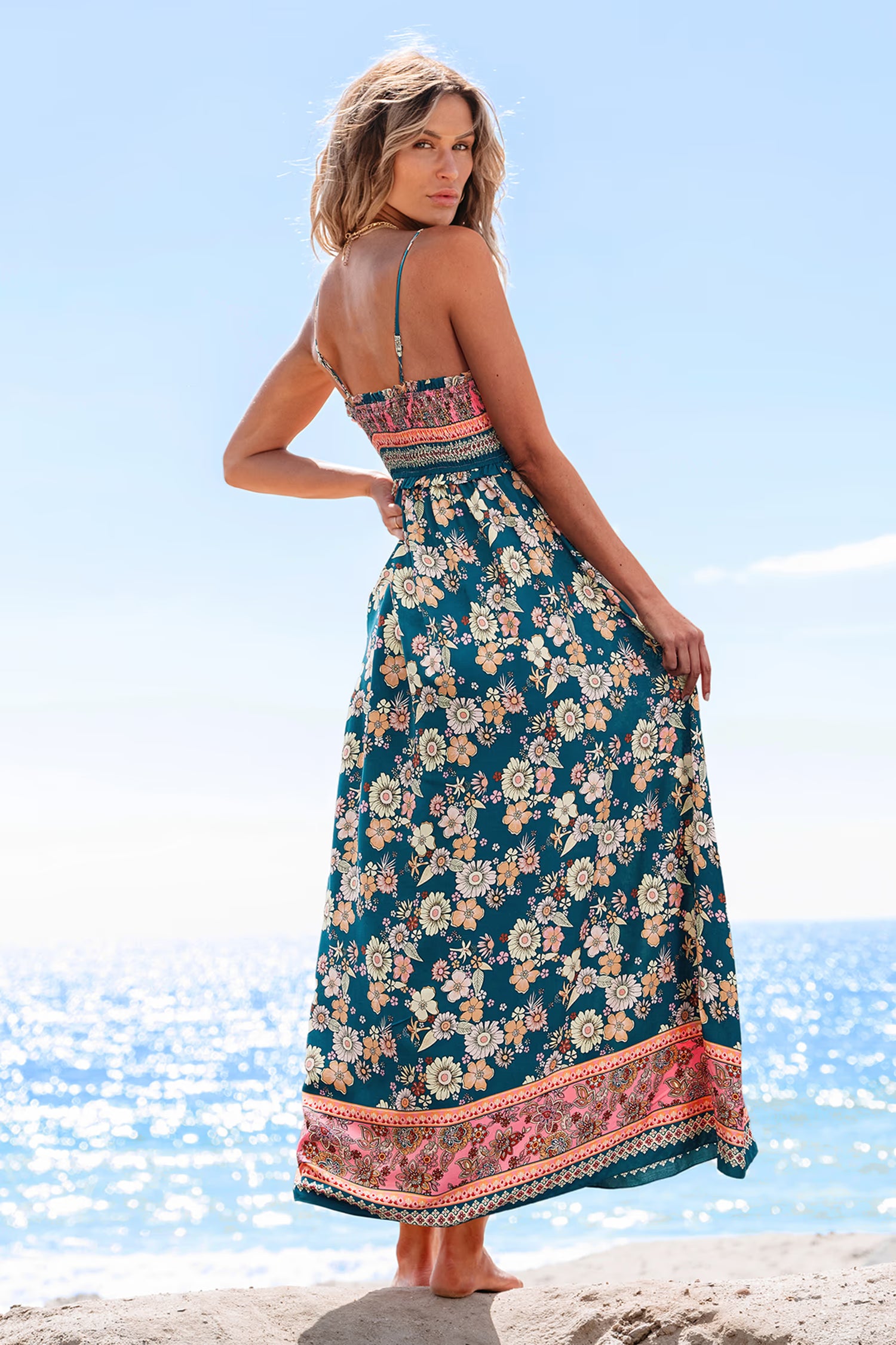 Women's Spaghetti Strap Floral Maxi Dress