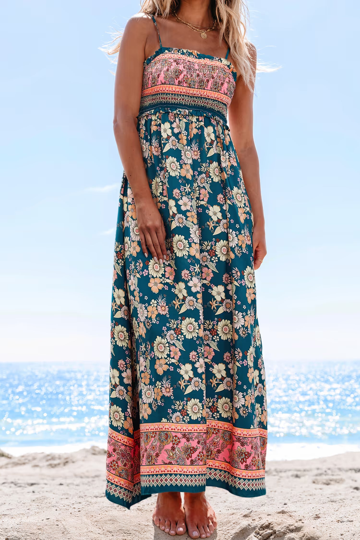 Women's Spaghetti Strap Floral Maxi Dress