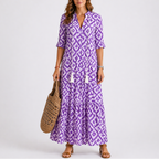 Women's Floral V Neck Midi Dress