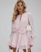 Women's V-Neck Keyhole Mini Dress