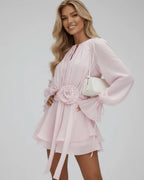 Women's V-Neck Keyhole Mini Dress
