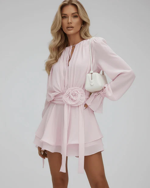 Women's V-Neck Keyhole Mini Dress