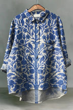 Frederikke Floral Blouse – Button-Down, 3/4 Sleeve