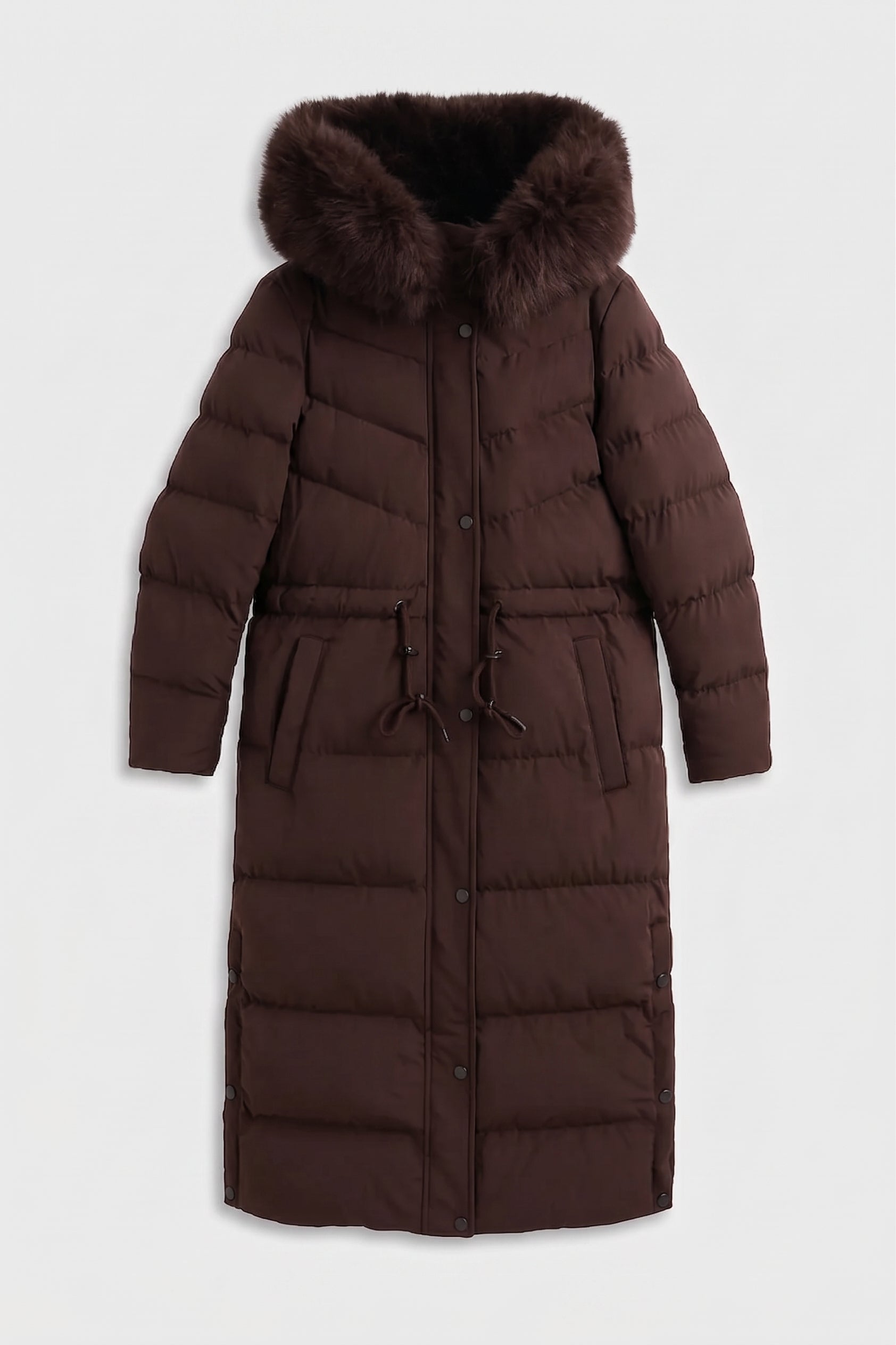 Ava | Faux Fur Hooded Longline Coat