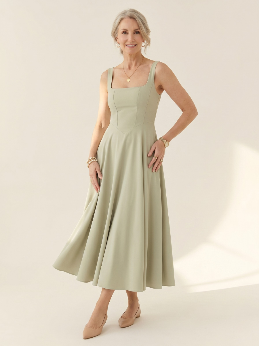 Grace Square Neck Midi Dress