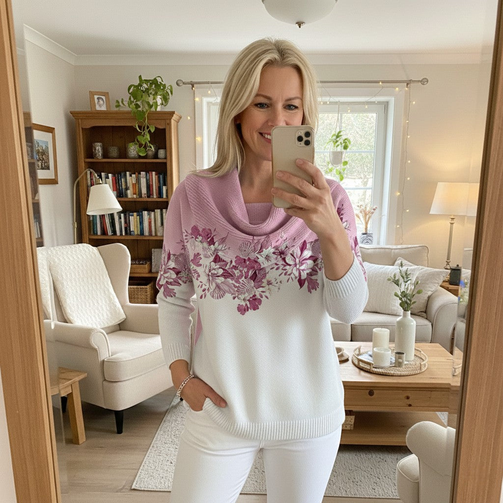 Alora floral jumper with soft neckline