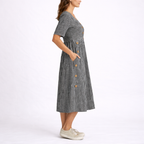 Women's Striped Button-Front Midi Dress