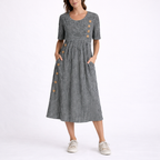 Women's Striped Button-Front Midi Dress