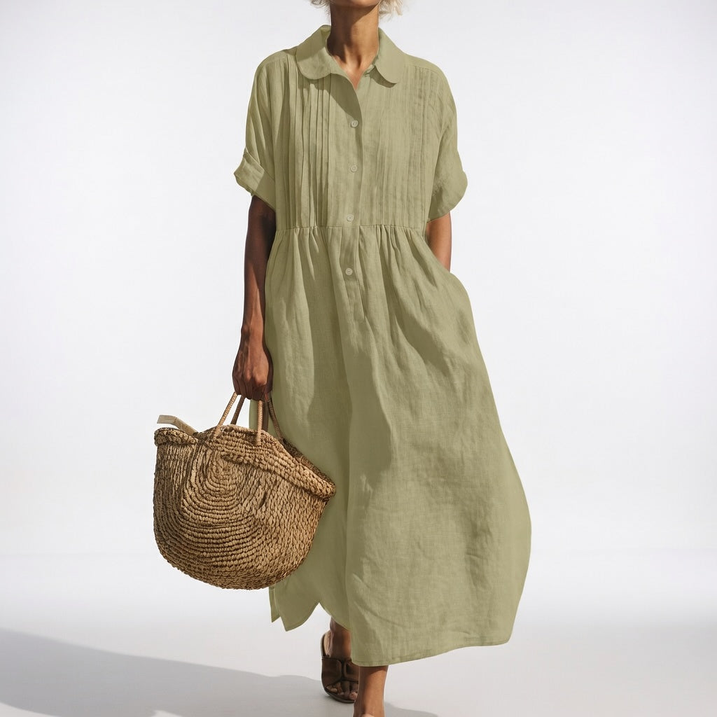 Lysandra | Soft Flowing Linen Shirt Dress