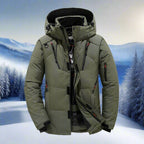 Men's Quilted Down Winter Jacket – Adjustable Hood