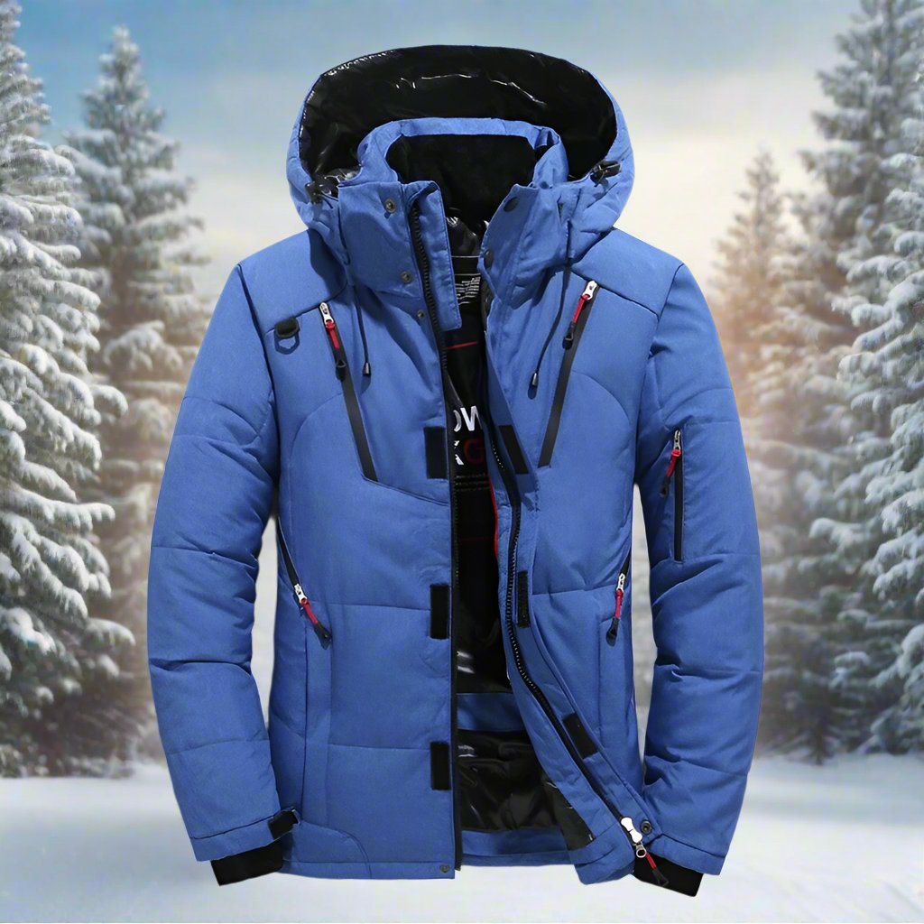 Men's Quilted Down Winter Jacket – Adjustable Hood