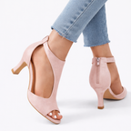 Women's Cut-Out Heeled Sandals with Cushioned Footbed